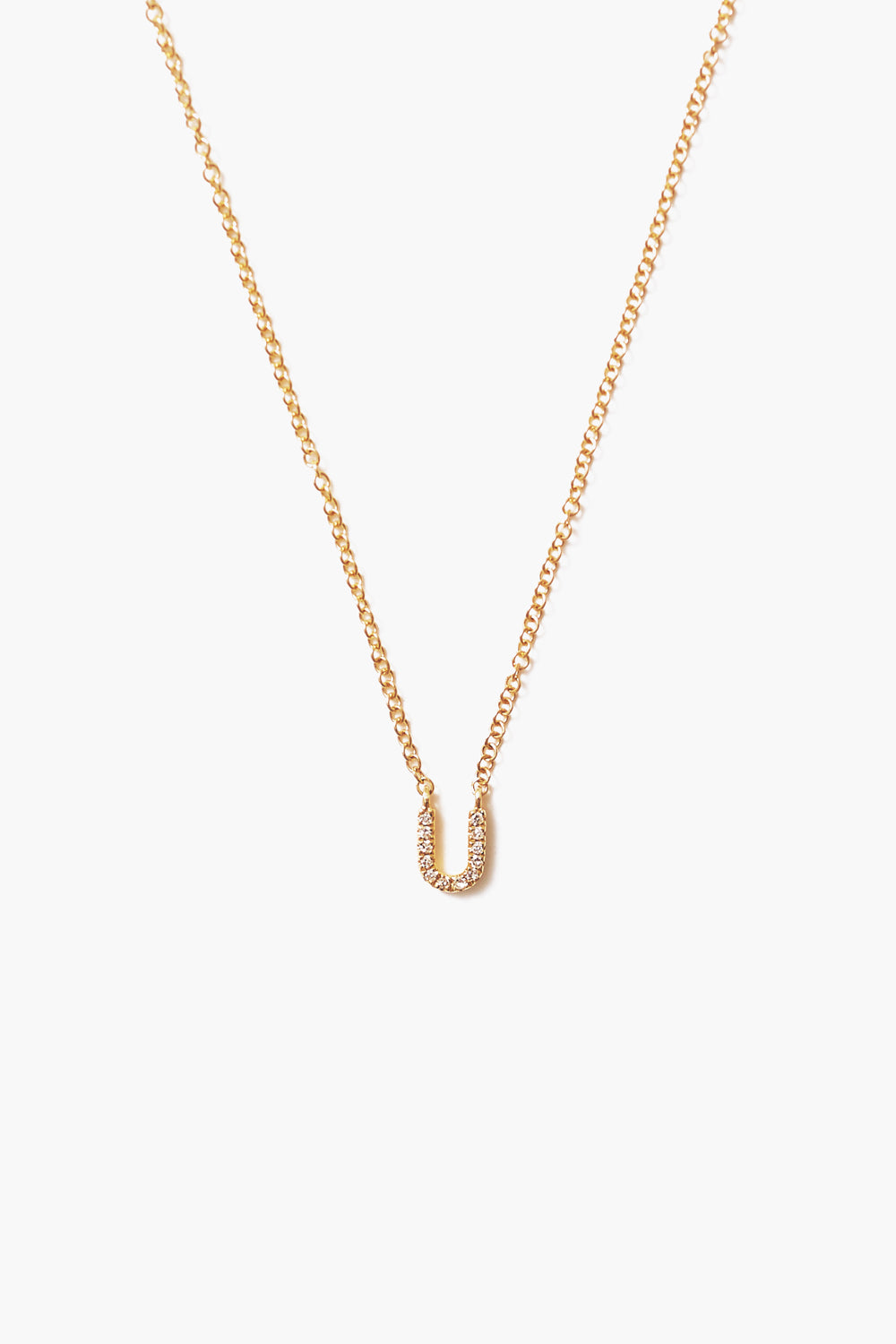 Gold and White Diamond Initial Necklace