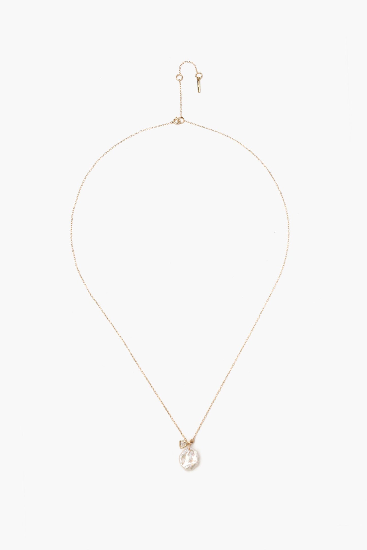 Champagne Diamond and Keshi Pearl Necklace in 14k