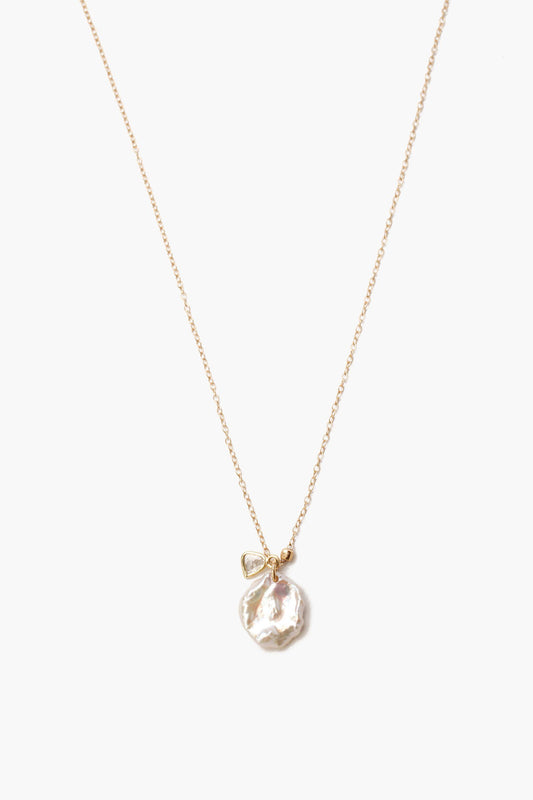 Champagne Diamond and Keshi Pearl Necklace in 14k