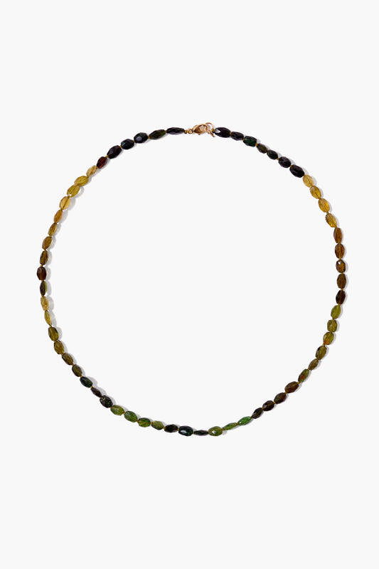 14k Gold Green Tourmaline Necklace in Petra Style