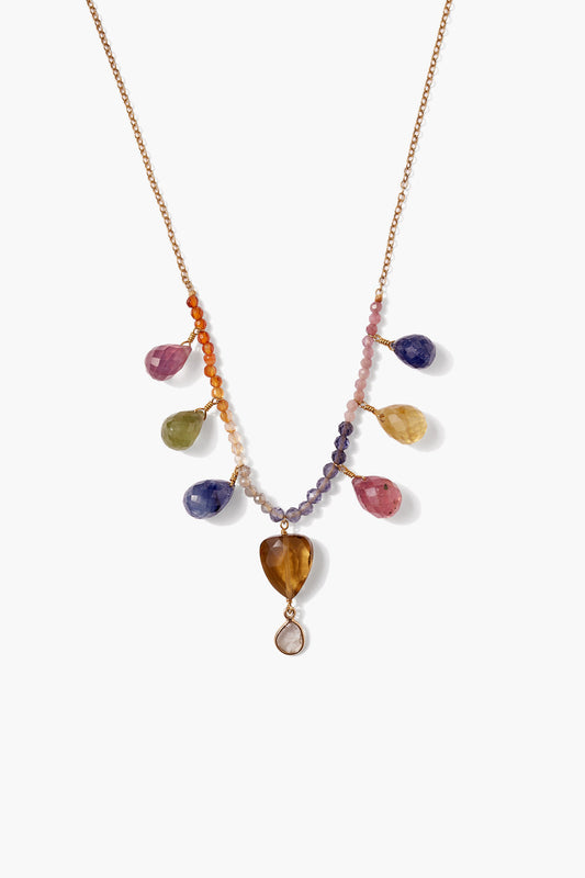 Rainbow Sapphire Mix 14k Necklace