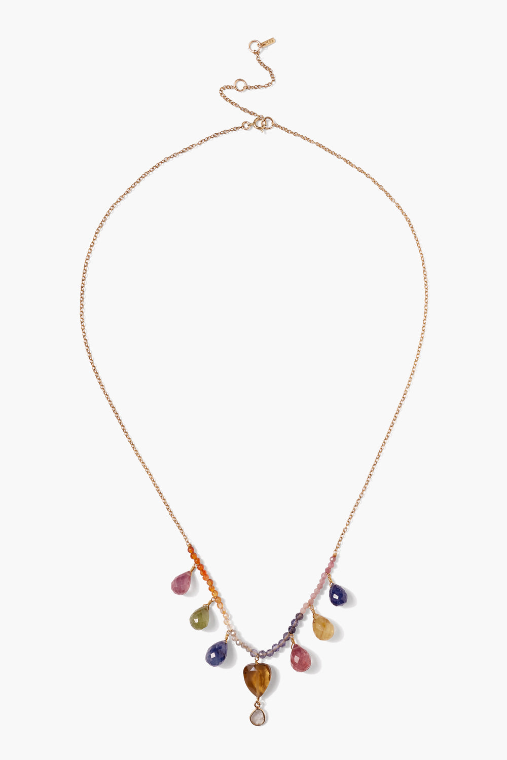 Rainbow Sapphire Mix 14k Necklace