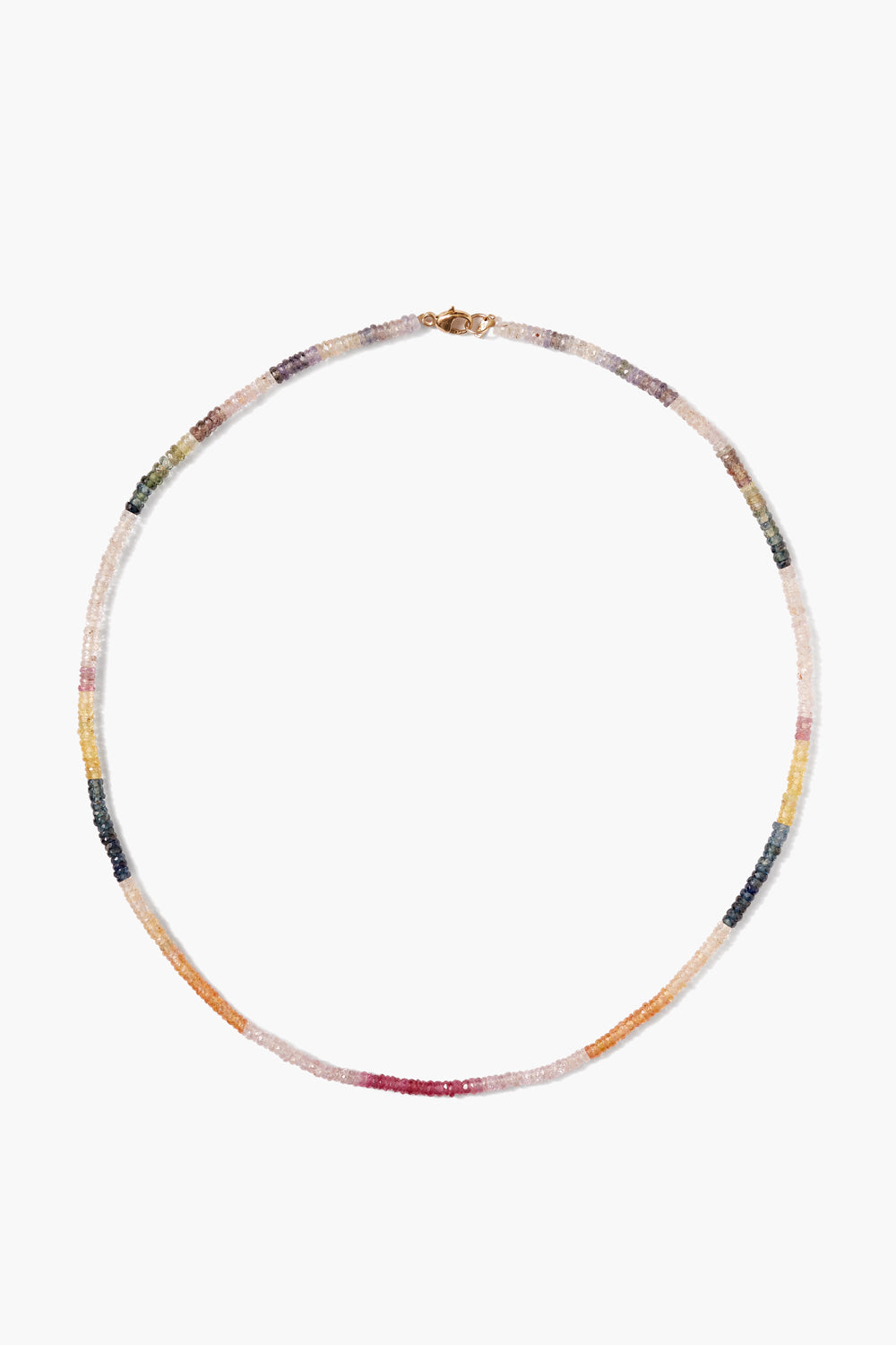 Rainbow Heishi Necklace with Sapphire Mix in 14k