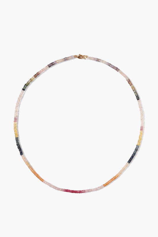 Rainbow Heishi Necklace with Sapphire Mix in 14k