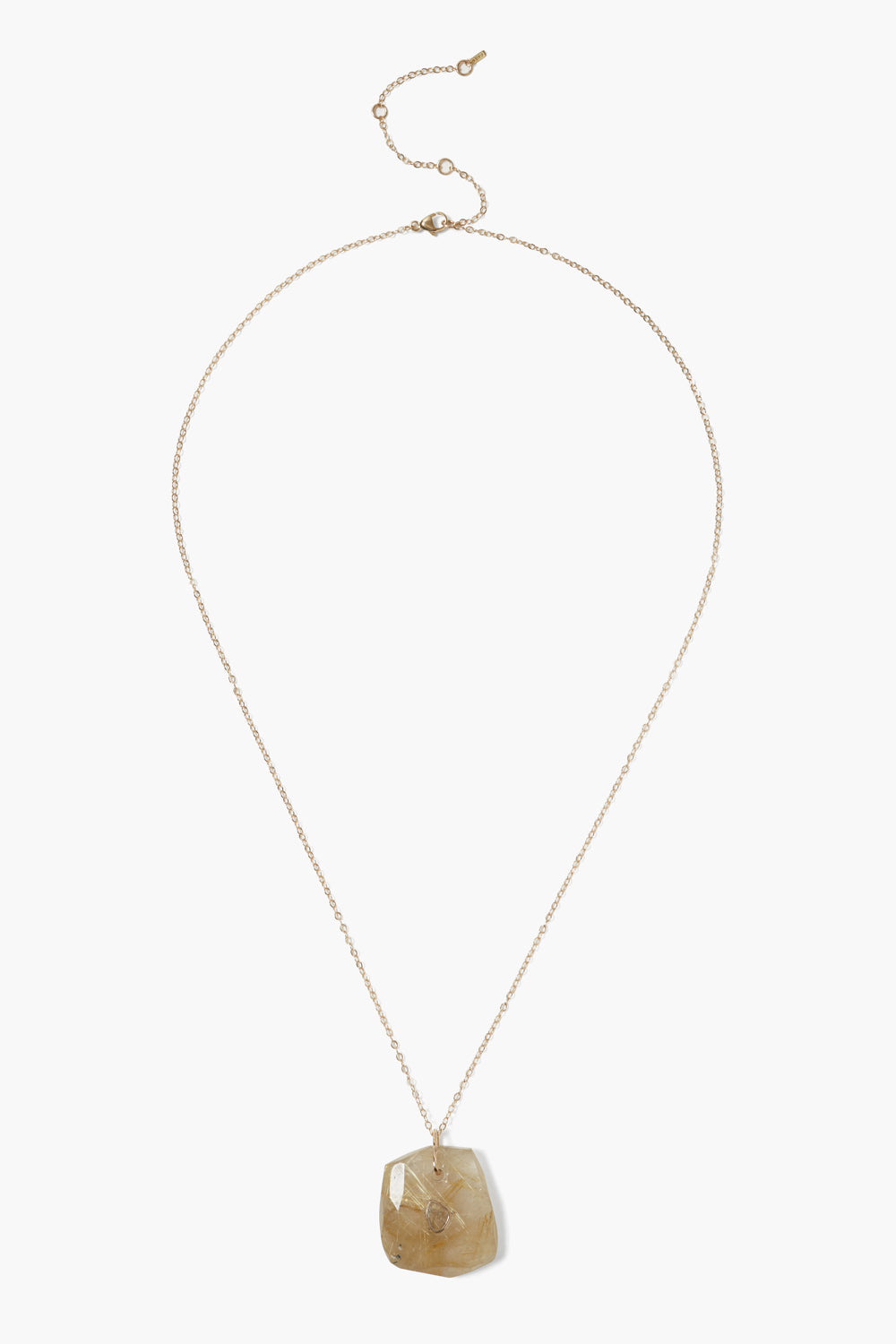 14k Gold Necklace with Rutilated Quartz