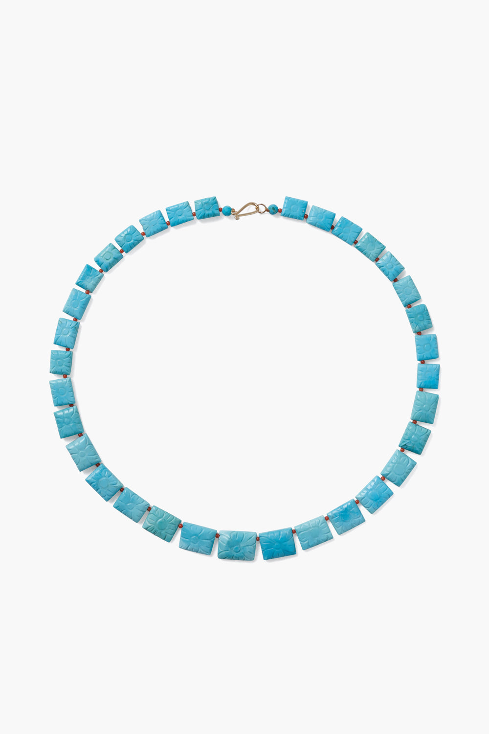 Turquoise Beaded Necklace in 14k Gold