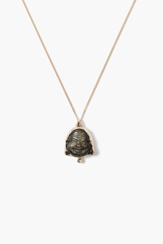 Golden Obsidian Necklace with 14k Buddha Design