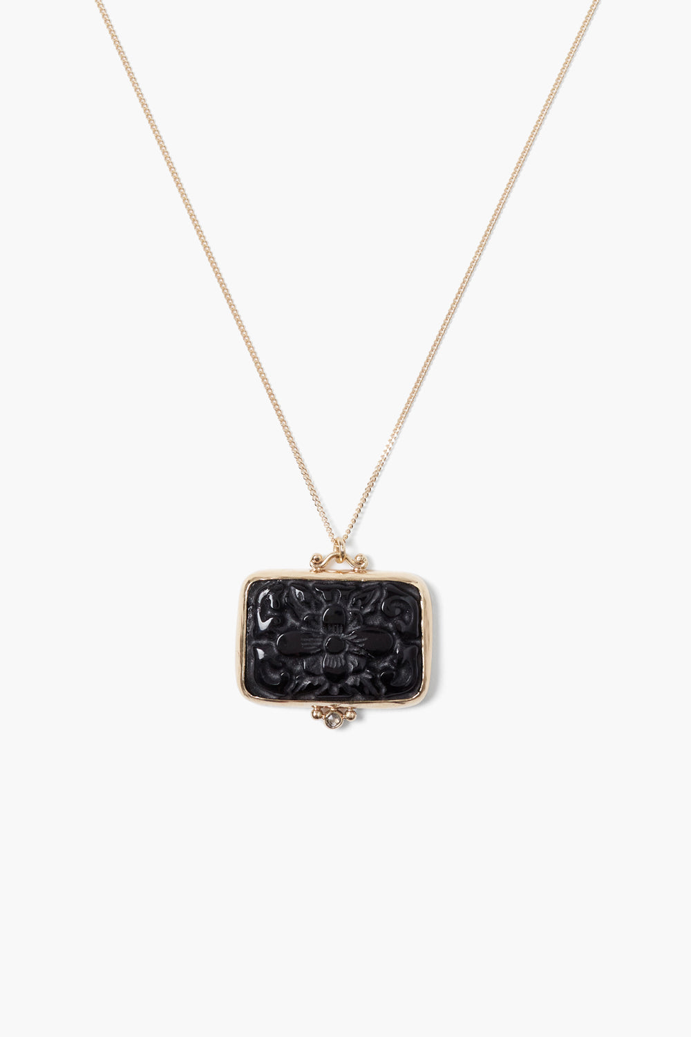 Black Obsidian Necklace in 14k Gold