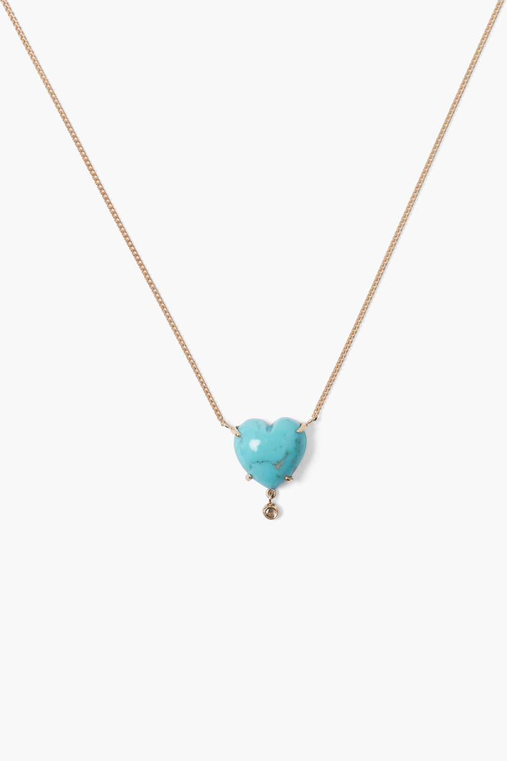 Turquoise Heart Necklace in 14k Gold