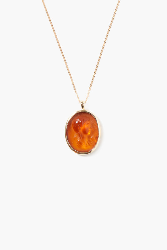 Orange 14k Gold Necklace in Elegant Design