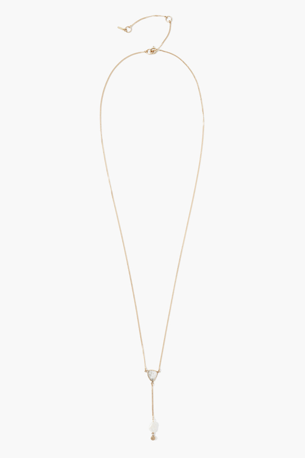 14k Lariat Necklace with White Pearl Mix