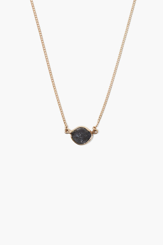 14k Gold Necklace with Black Diamond Accent