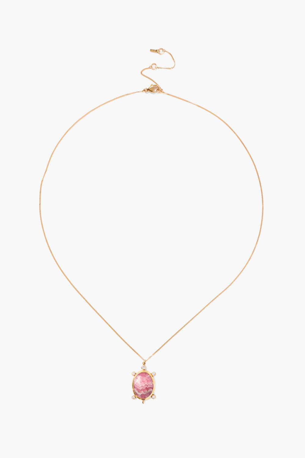 14k Gold Turtle Necklace with Rhodochrosite