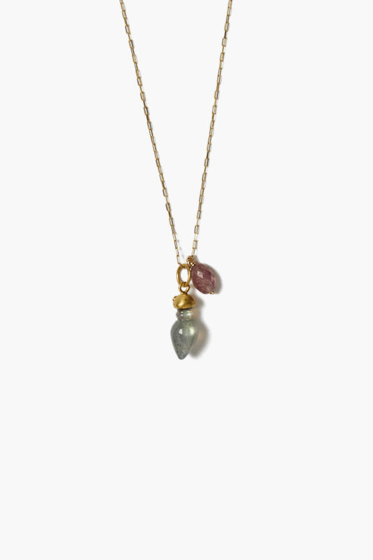 Roman Amulet Necklace with Labradorite and 14k Gold