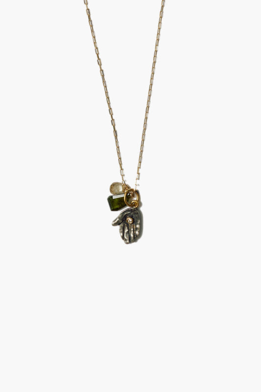 14k Gold Tourmaline Hand Necklace Design