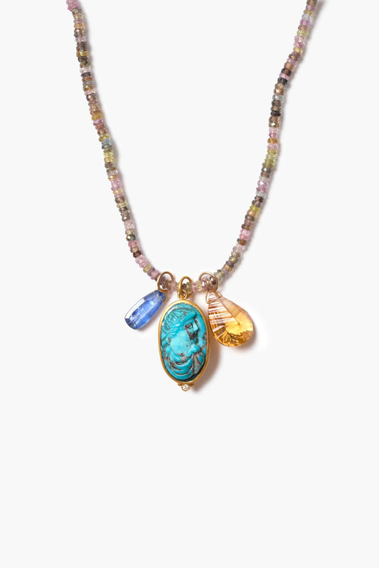 14k Cameo Necklace in Multi Colors