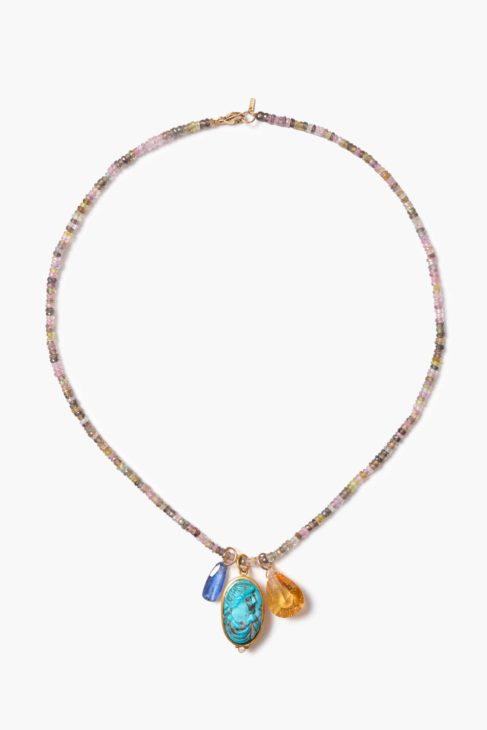 14k Cameo Necklace in Multi Colors