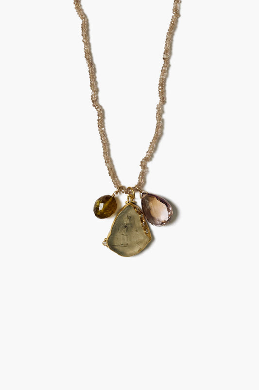 14k Cameo Necklace with Multi Color Design