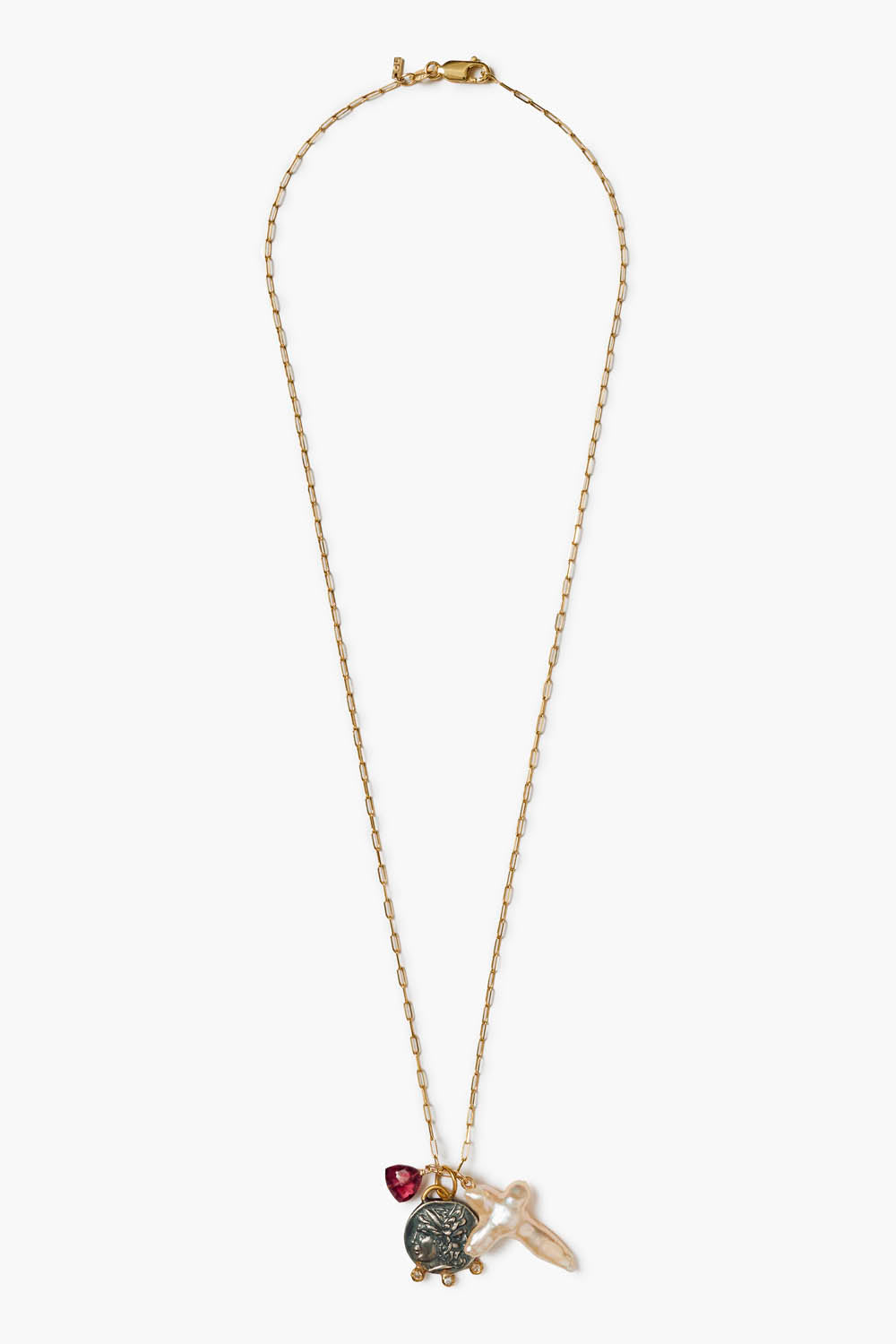 14k Charm Necklace with Janus Design