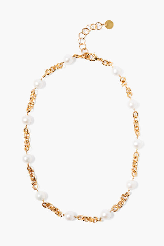 Chain Necklace with White Pearl Accent