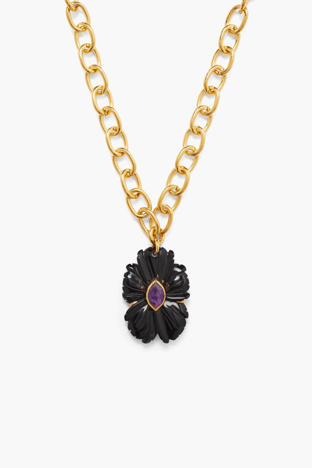 Black Agate Magnolia Style Necklace