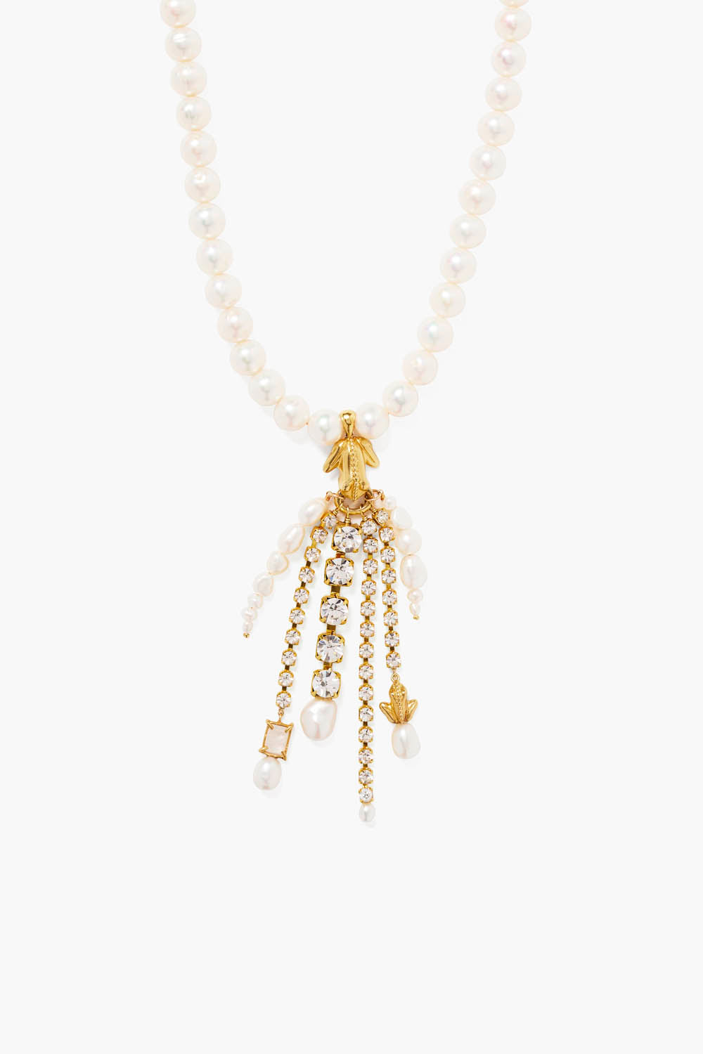 White Pearl Cascade Necklace in Elegant Design