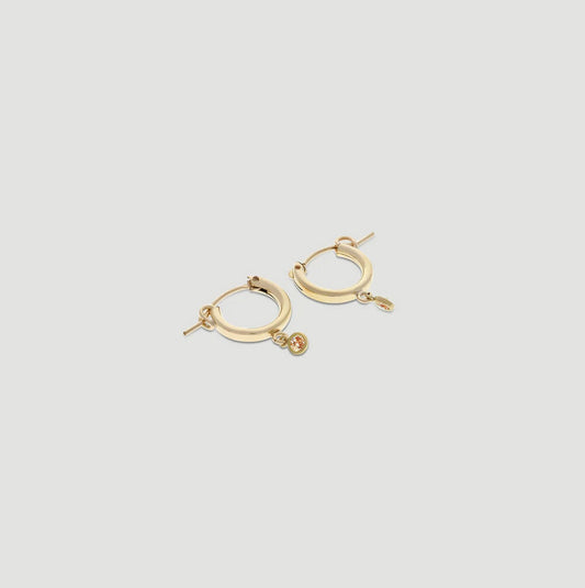 Mini Birthstone Hoop Earrings in 13mm Size