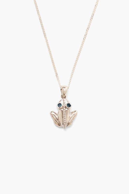 Silver Coqui Frog Pendant Necklace