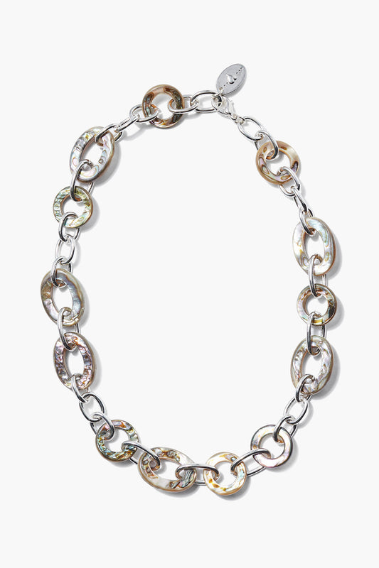 Abalone Silver Mariner Chain Link Necklace