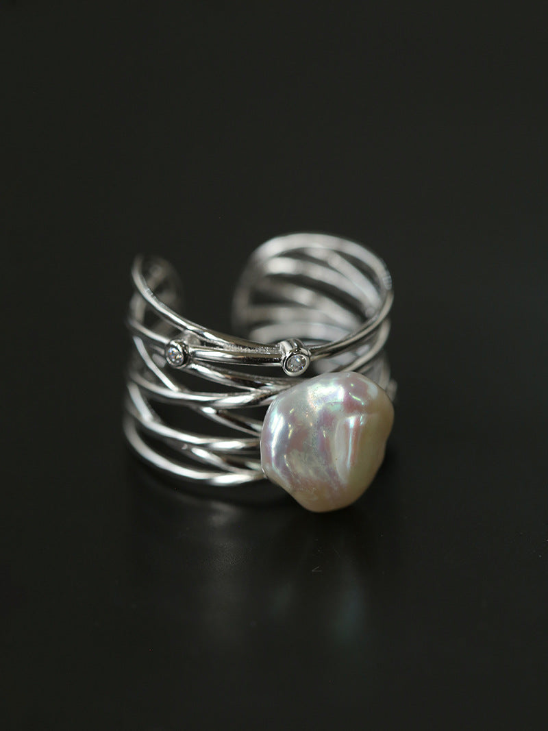 Multi-layer Baroque Pearl Ring in Elegant Design