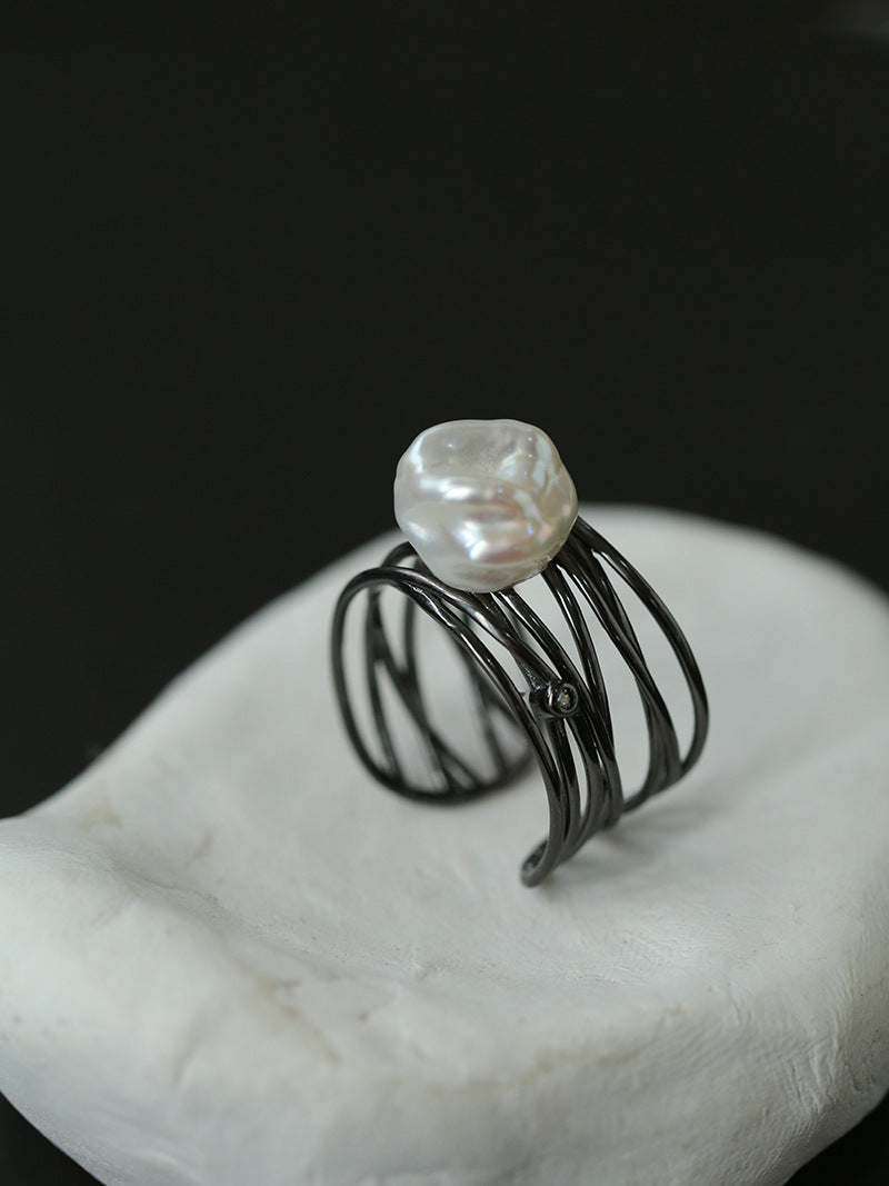 Multi-layer Baroque Pearl Ring in Elegant Design