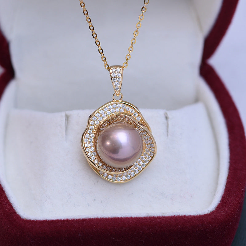 Freshwater Pearl Floral Pendant with 11-12mm Pearls