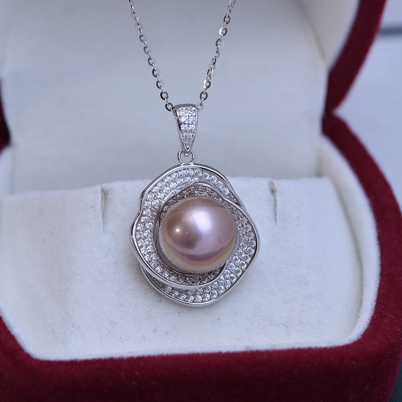 Freshwater Pearl Floral Pendant with 11-12mm Pearls