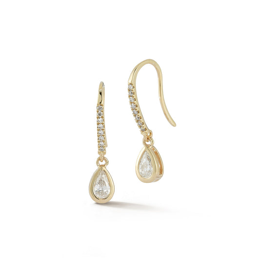 Pear Shaped Diamond Drop Earrings in 14kt Gold