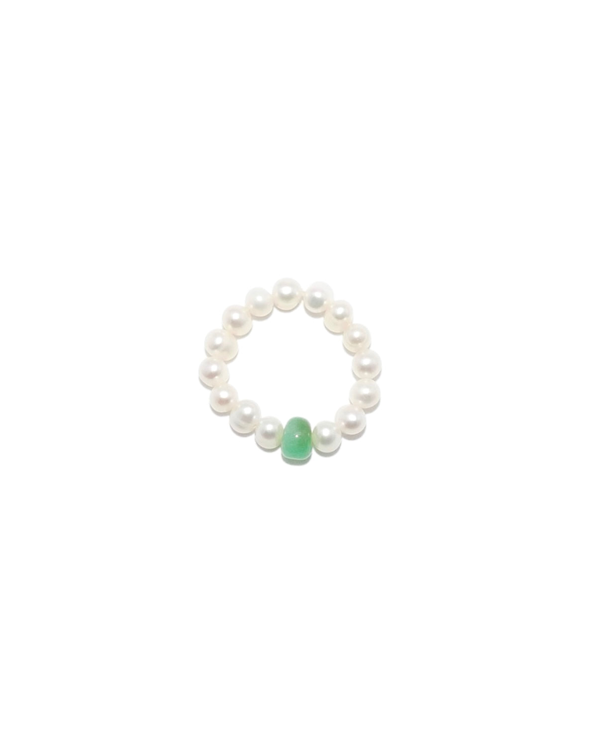 Chrysoprase and Pearl Elegant Ring