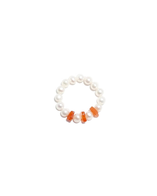 Carnelian and Pearl Ring in Stylish Design