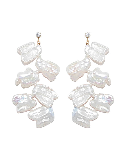 Stylish Freesia Design Earrings in Silver