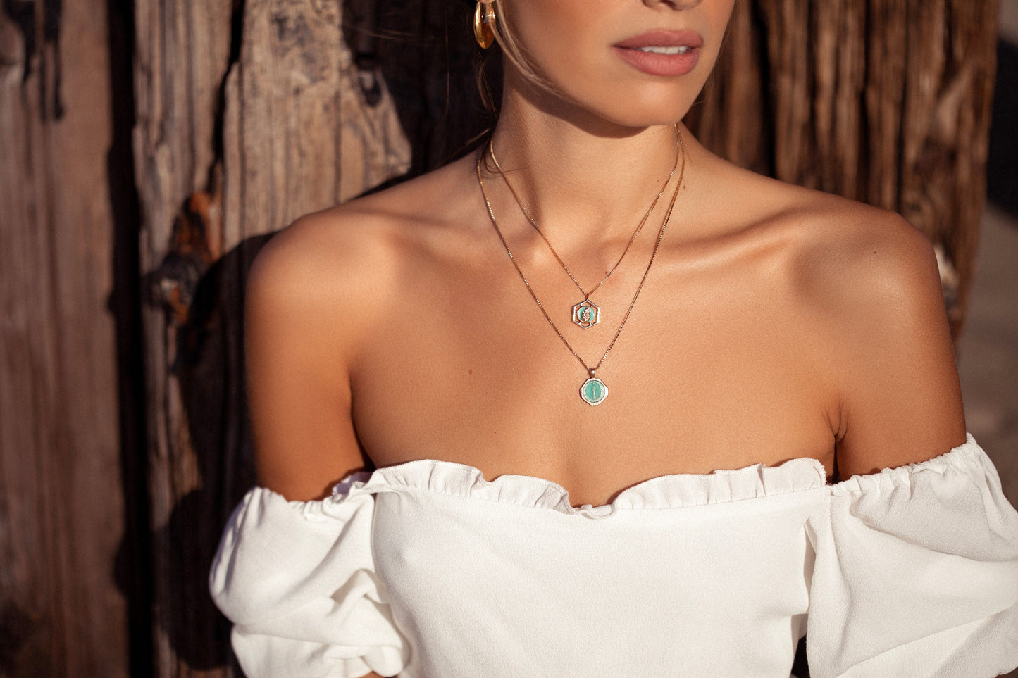 Seafoam Green Pendant Necklace in Silver