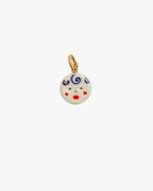 Porcelain Disc Charm Pendant Necklace