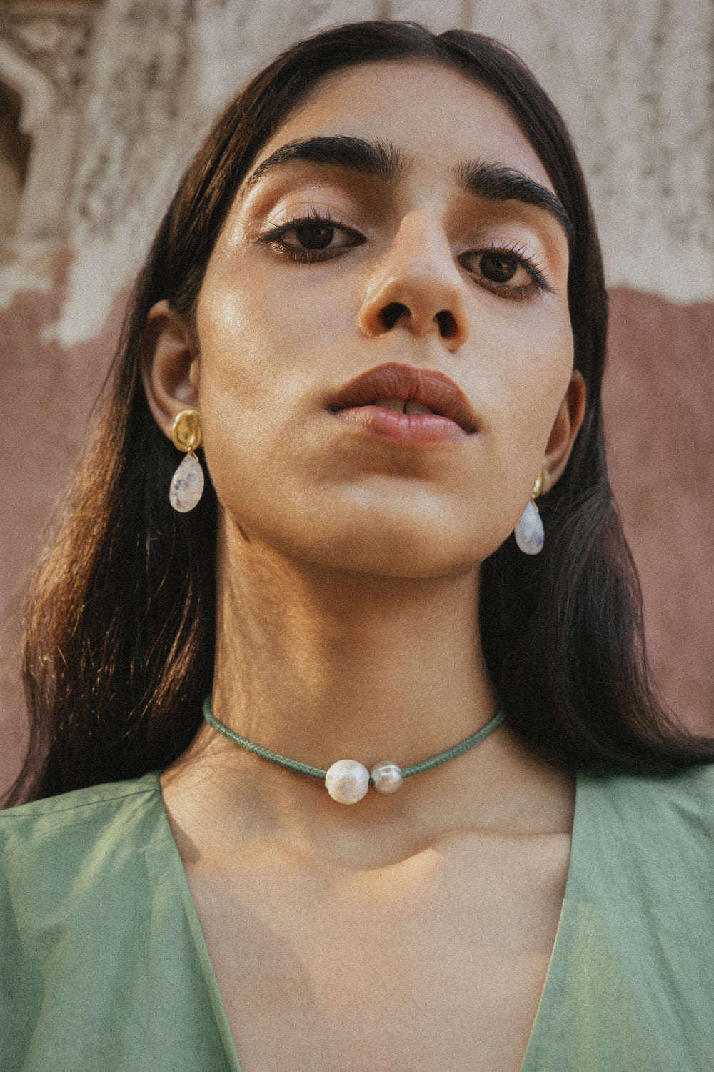 Moonstone Coin Drop Earrings in Silver