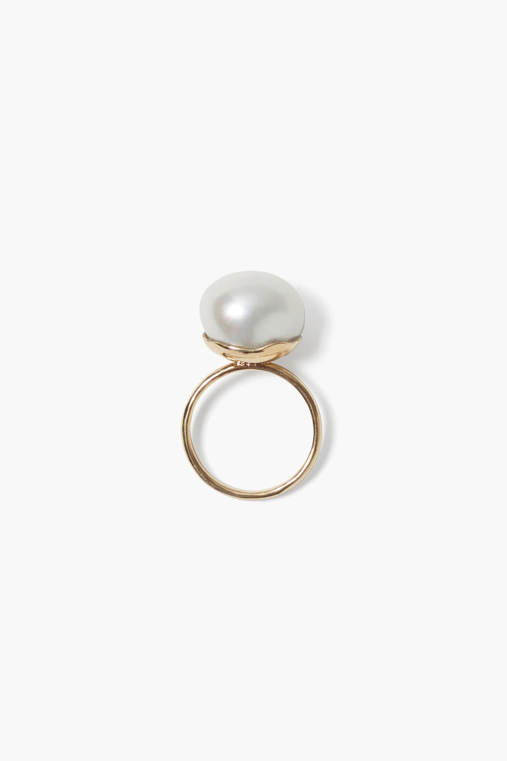 Monaco Style 14k Gold Ring with White Pearl