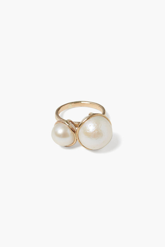 White Pearl 14k Gold Phoebe Style Ring