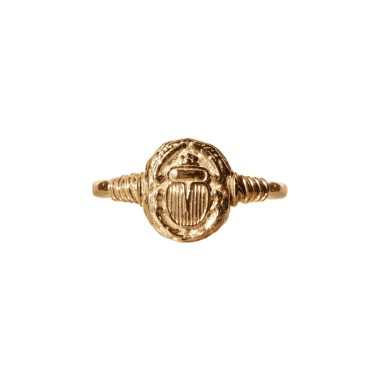 Solid Gold Ancient Scarab Style Ring