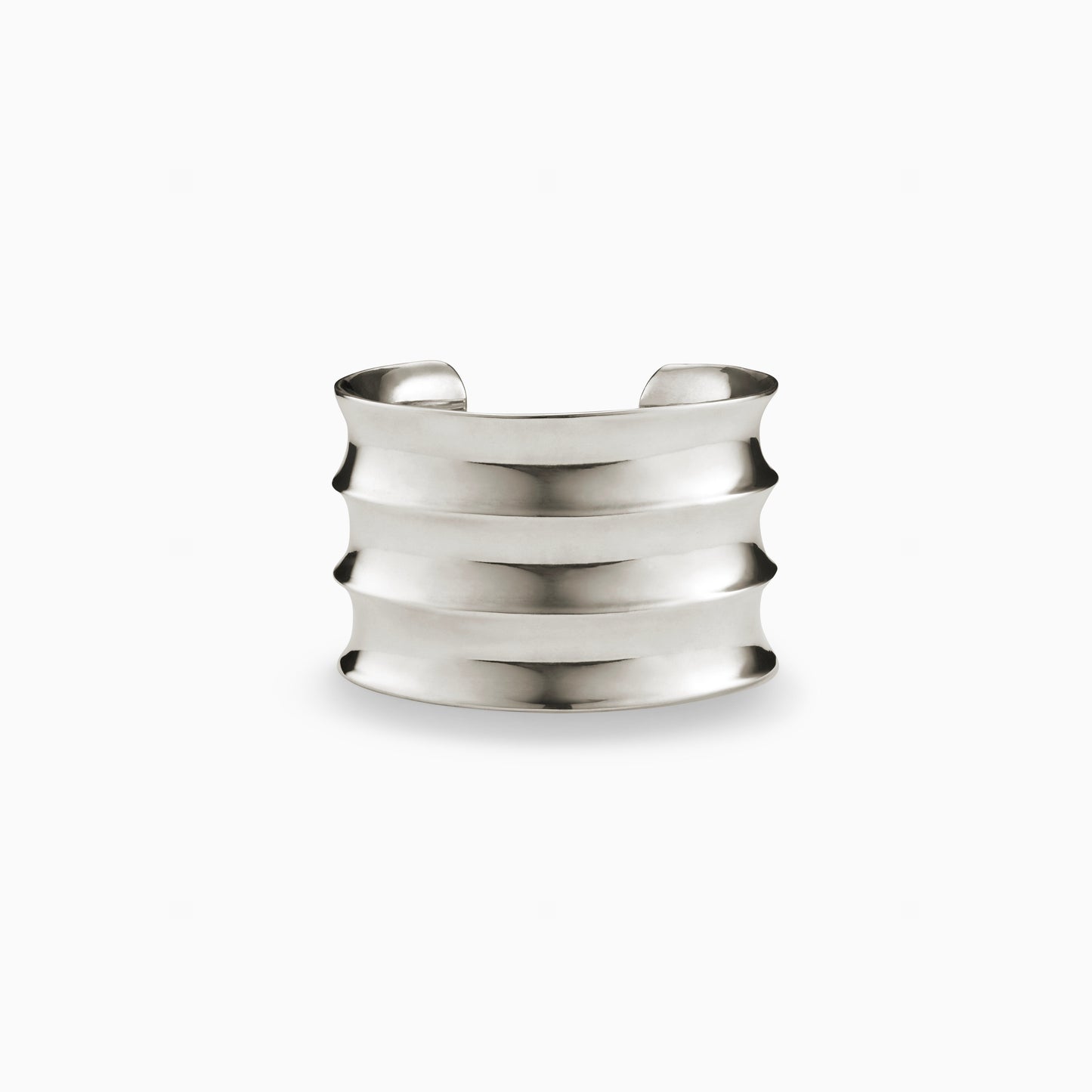 Stylish Ridge Cuff in Silver Material