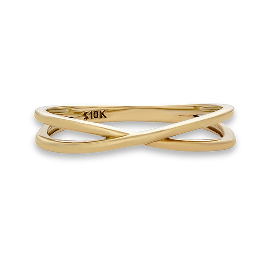 Elegant Crossover Ring in Fine Material