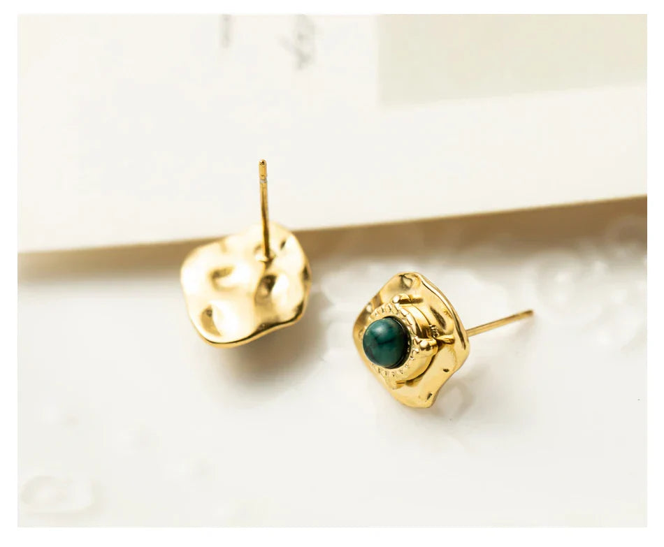 Irregular Spiked Stud Earrings in Vintage Gold Plated