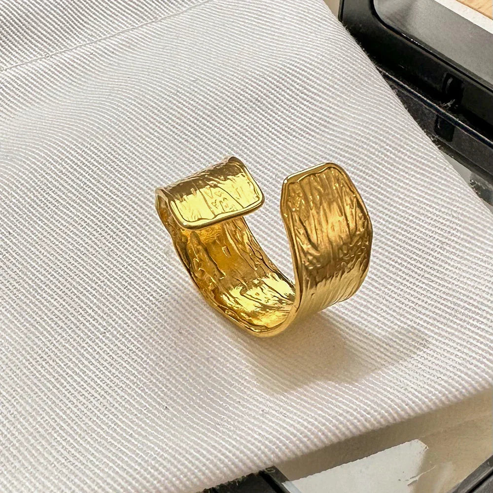 Adjustable Stainless Steel Ring in Gold