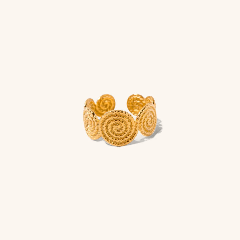 Gold Hoop Ring with Twist Pattern Design