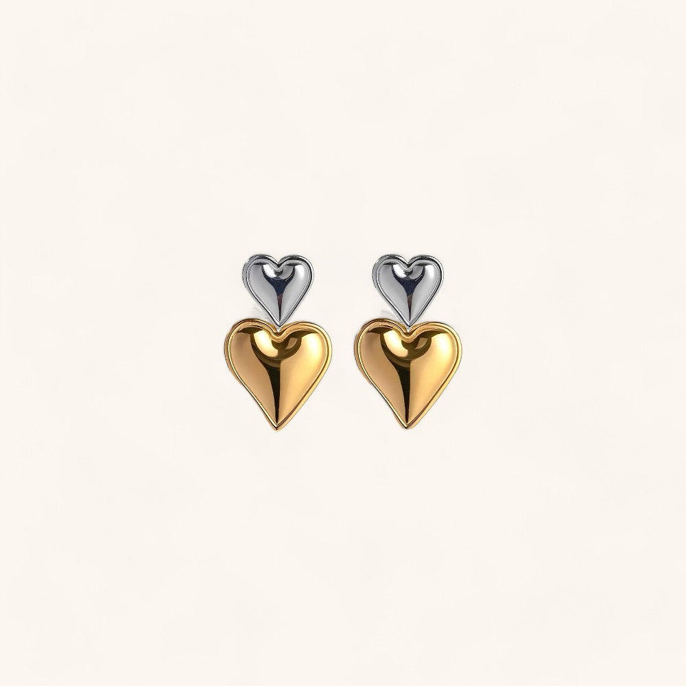 Textured Heart Design Drop Earrings