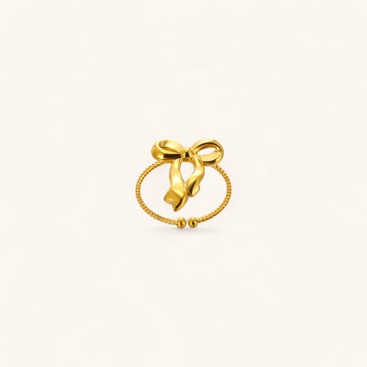 Elegant Gold Bowknot Design Ring